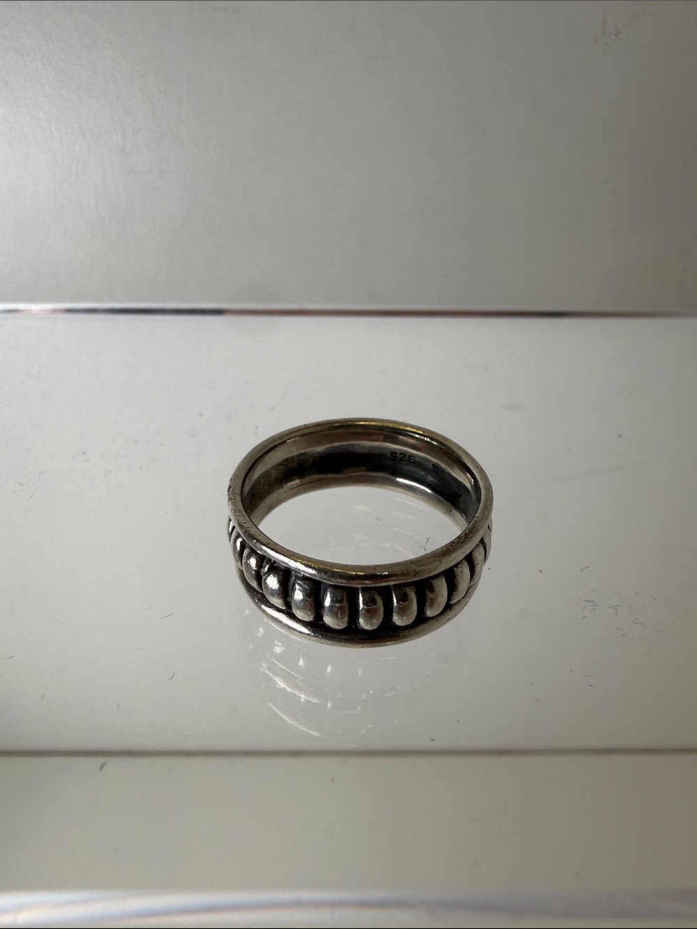 Wide Textured Sterling 925 Silver Band Ring - Size 6